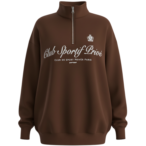 Sweat Demi-Zip Club Privé - S / Kahverengi