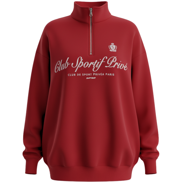 Sweat Demi-Zip Club Privé - S / Kırmızı