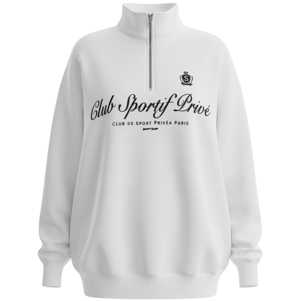 Sweat Demi-Zip Club Privé - S / Beyaz