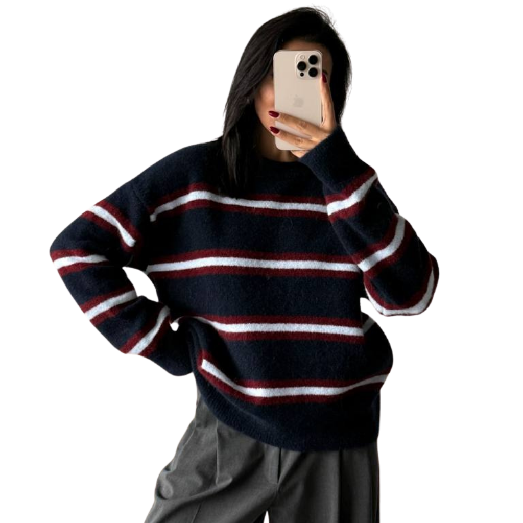 Blvck Pull Rayé Bordeaux – Marine