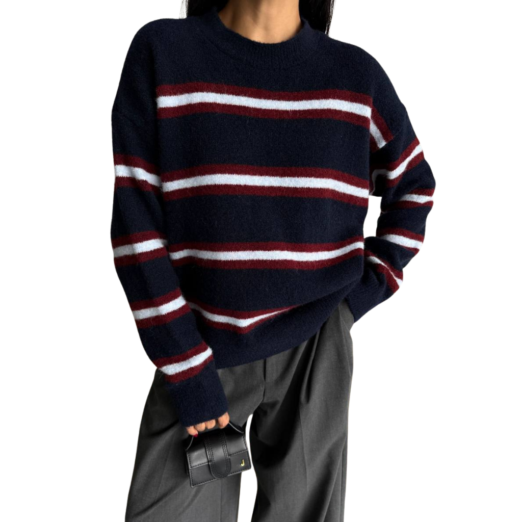 Blvck Pull Rayé Bordeaux – Marine