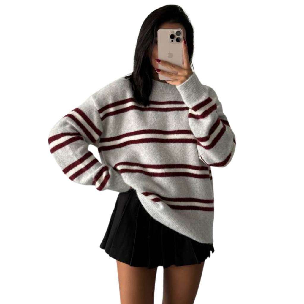 Blvck Pull Soft Rayé – Gris Clair