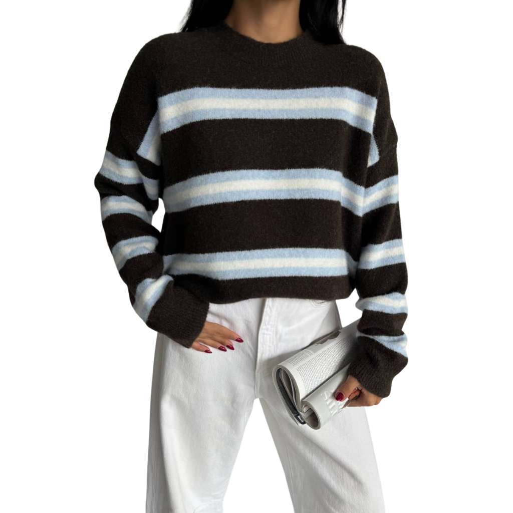 Blvck Pull Rayé Froid – Brown