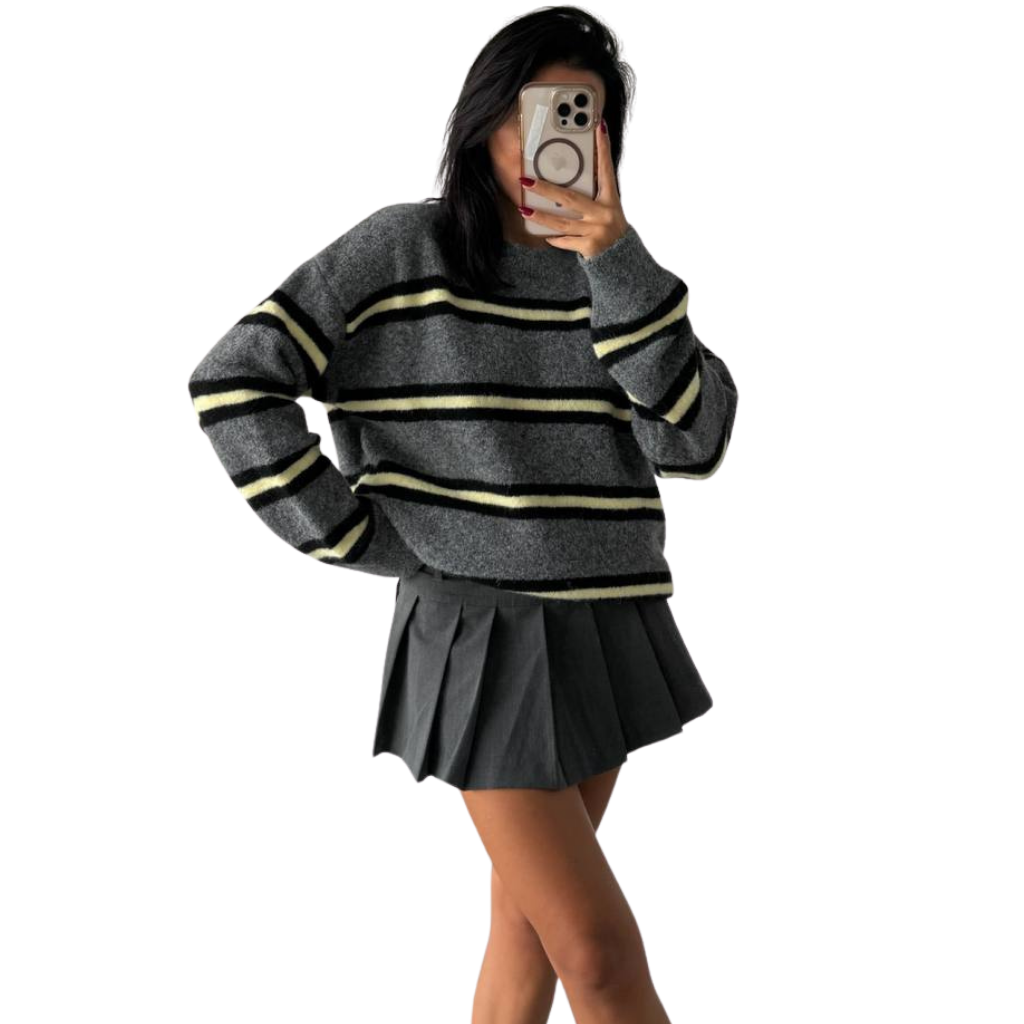 Blvck Pull Rayé Contrast – Anthracite