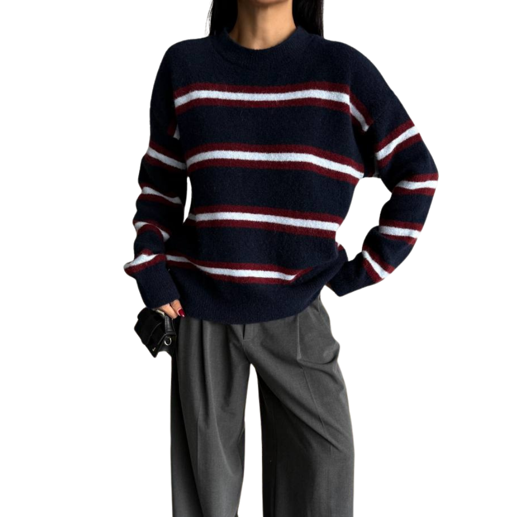 Blvck Pull Rayé Bordeaux – Marine