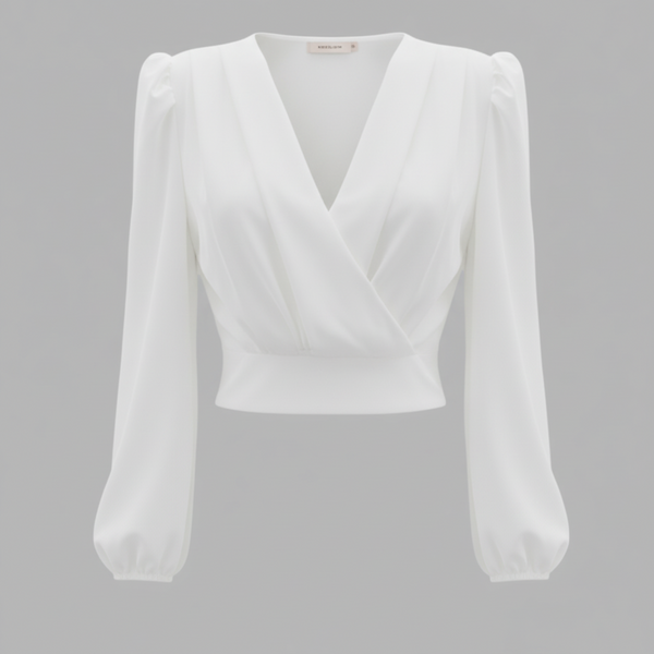 Blouse Cache-Cœur - Beyaz / 36