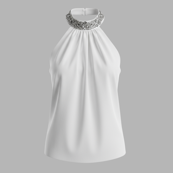 Blouse à Col Détail - Ekru