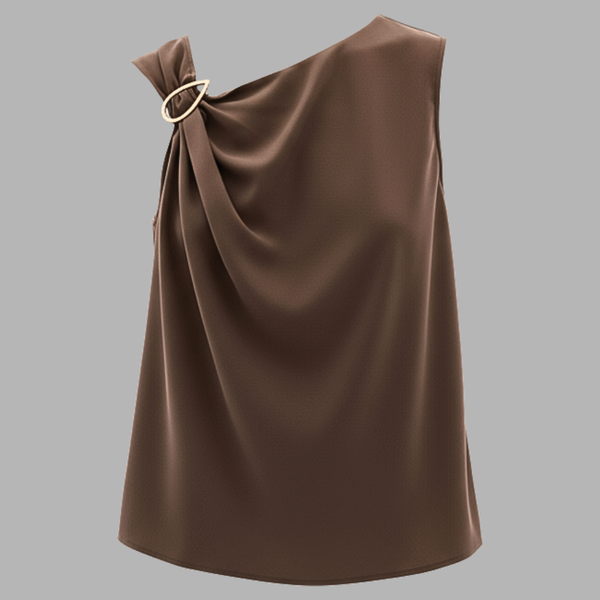 Blouse Asymétrique - Kahverengi