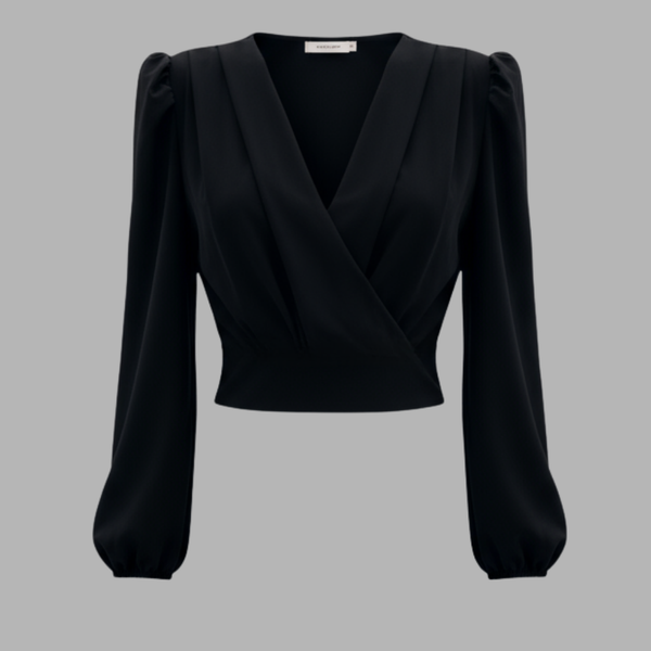 Blouse Cache-Cœur - Siyah / 36