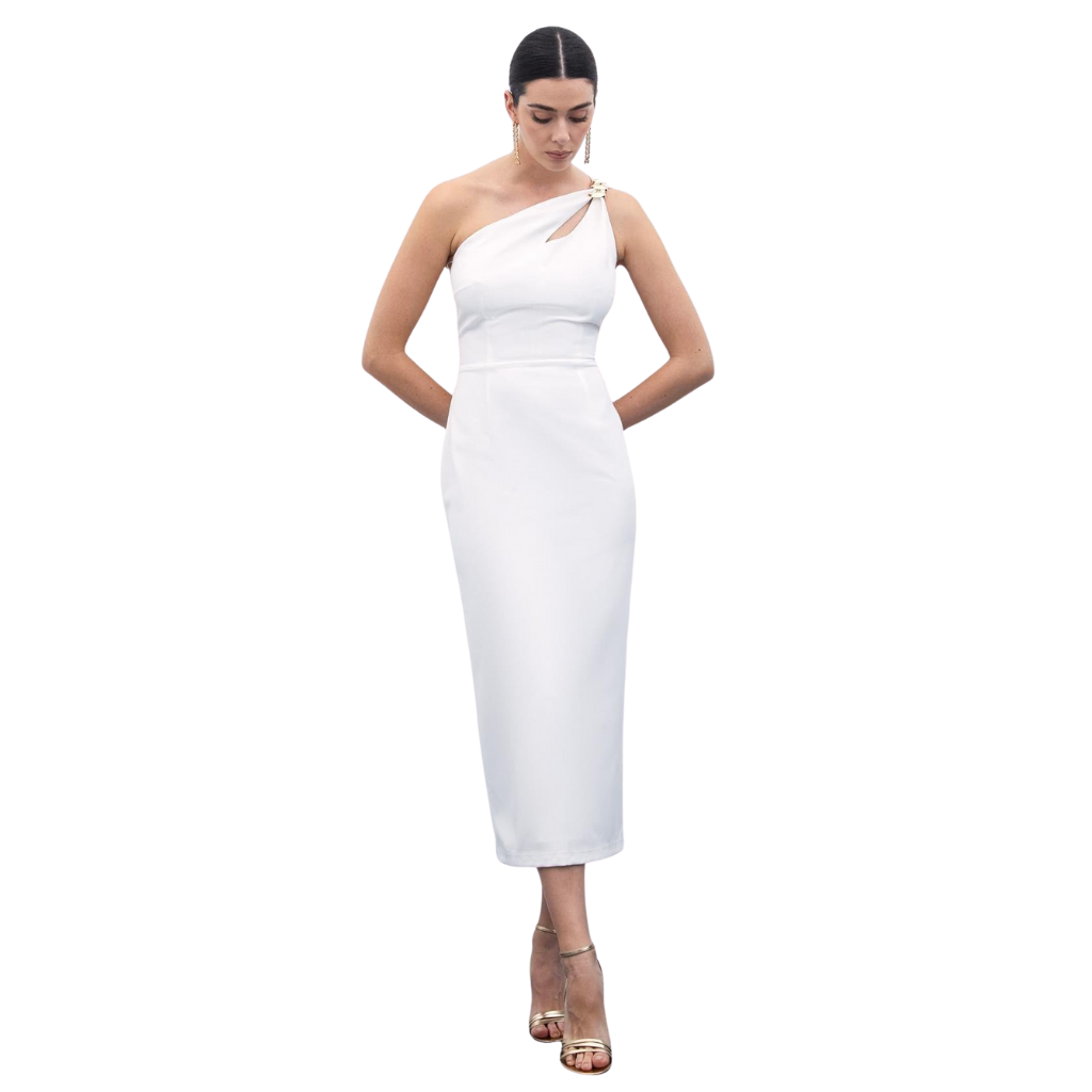 Asimetrik Metal Tokalı Elbise