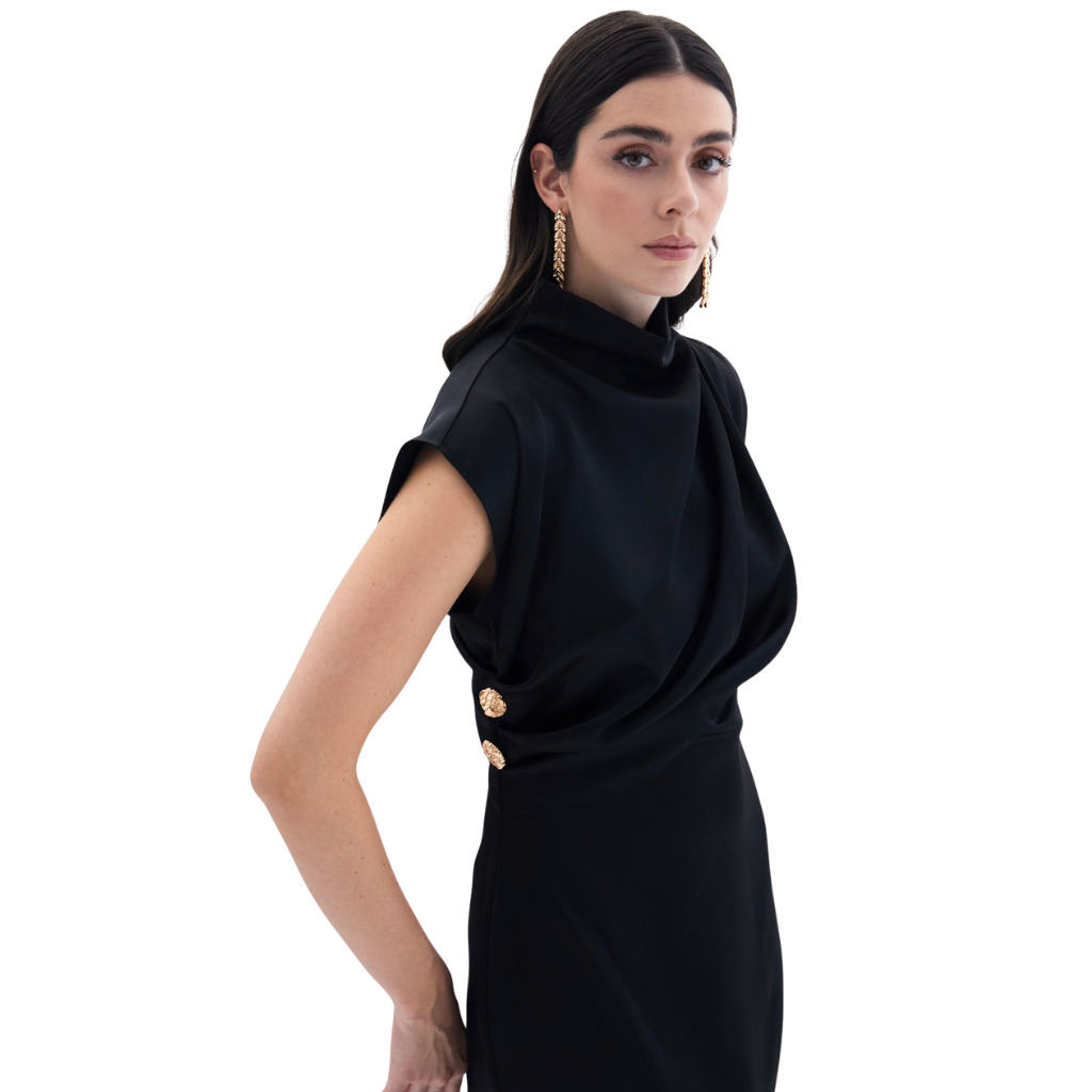 Blvck Düğme Detaylı Uzun Elbise