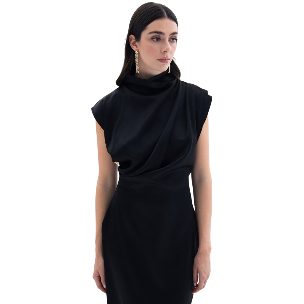 Blvck Düğme Detaylı Uzun Elbise