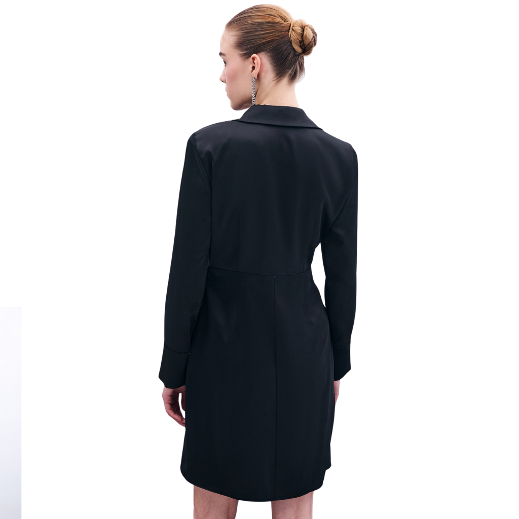 Blvck Kruvaze Saten Elbise