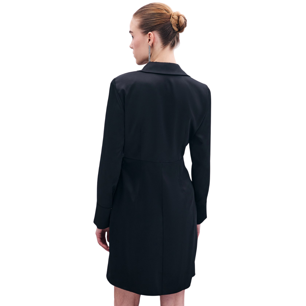 Blvck Kruvaze Saten Elbise